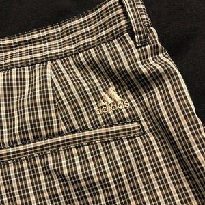 Men’s Adidas Shorts Black brown Plaid Stretch 40